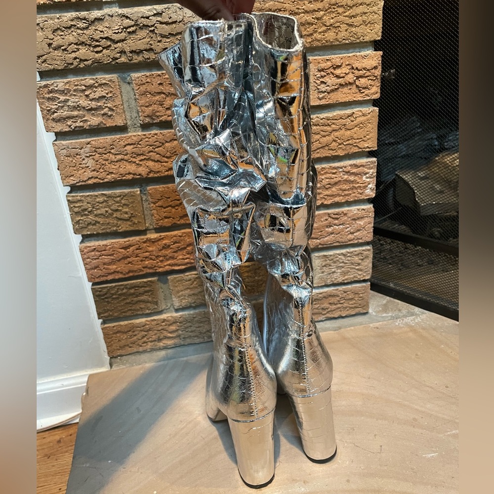 Metallic Knee-High Boots - Picture 3 of 5